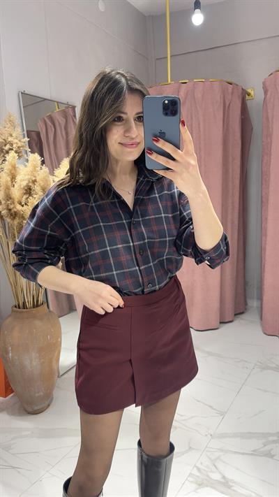 EKOSE DESENLİ GÖMLEK-LACİVERT