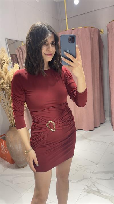GOLD TOKALI SANDY KUMAŞ ELBİSE-BORDO
