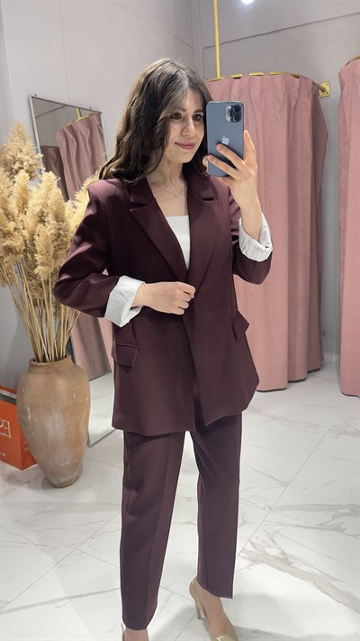 KATLAMALI KOL DÜĞMESİZ BLAZER CEKET-MÜRDÜM