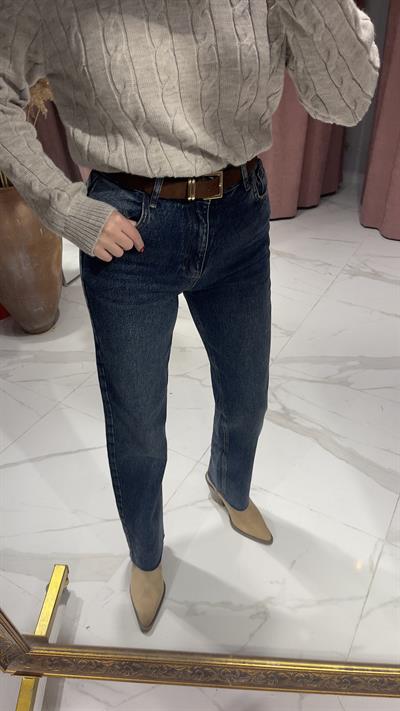KESİK PAÇA STRAIGHT JEAN-MAVİ