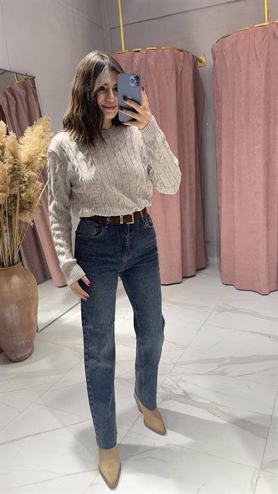 KESİK PAÇA STRAIGHT JEAN-MAVİ