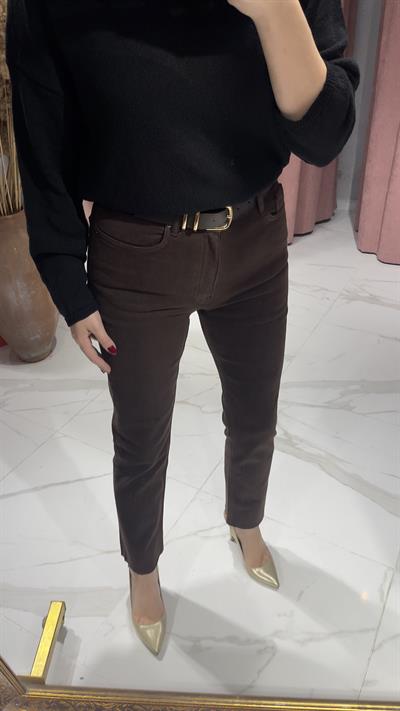MOM FİT KOT PANTOLON-KAHVERENGİ 