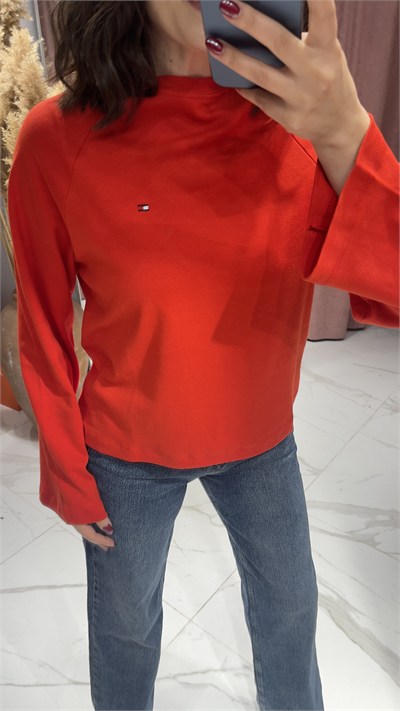 TMMY UZUN KOLLU SWEATSHİRT-KIRMIZI
