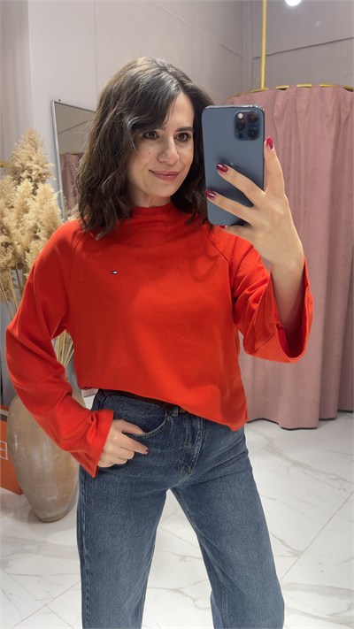 TMMY UZUN KOLLU SWEATSHİRT-KIRMIZI