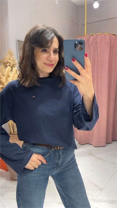 TMMY UZUN KOLLU SWEATSHİRT-LACİVERT
