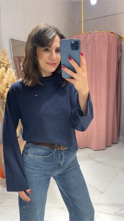 TMMY UZUN KOLLU SWEATSHİRT-LACİVERT