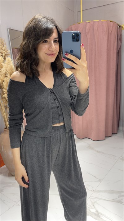 ZR MODEL KENDİNDEN YELEKLİ İNCE TAKIM-ANTRASİT