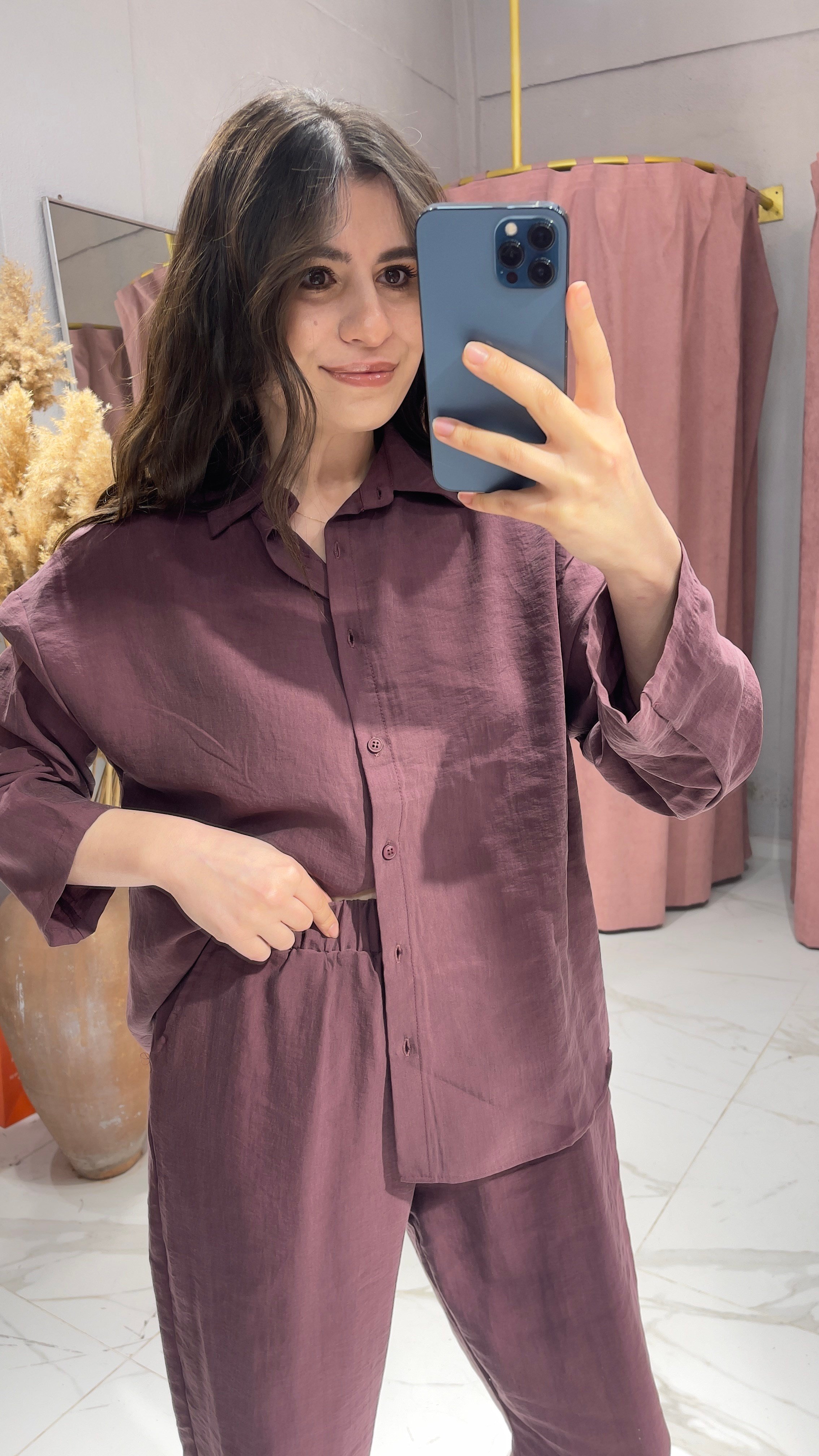 Tensel Gömlek Pantolon Takım-BORDO · 4