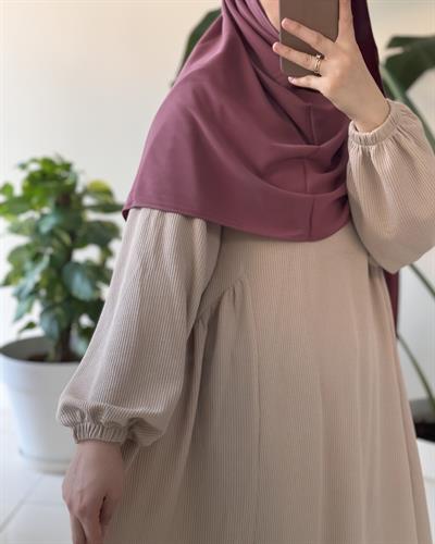 Leyla Triko Elbise - Bej