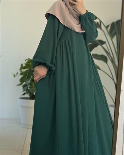 Leyla Triko Elbise - Zümrüt yeşil