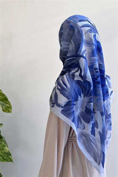 Aden Desen Pamuk Eşarp - Soft mavi