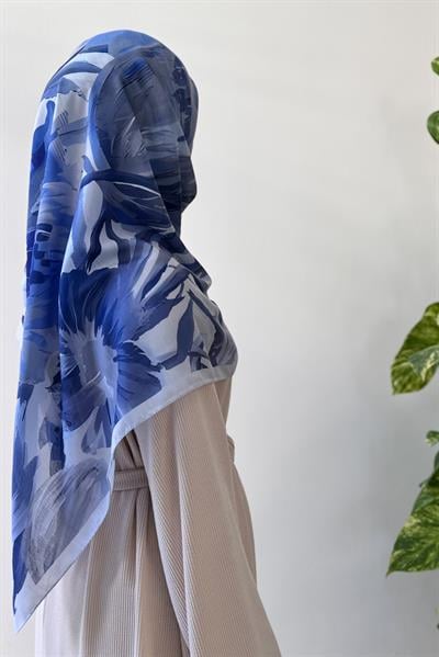 Aden Desen Pamuk Eşarp - Soft mavi