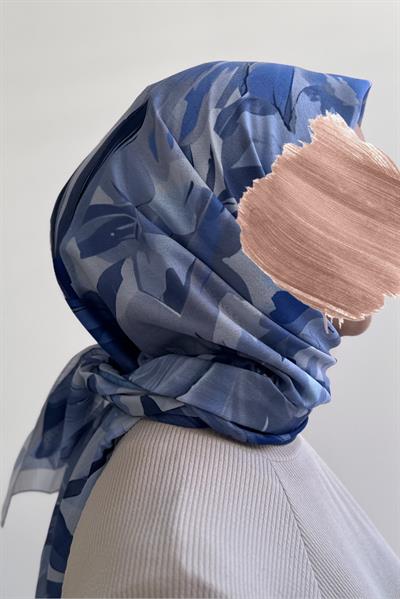 Aden Desen Pamuk Eşarp - Soft mavi