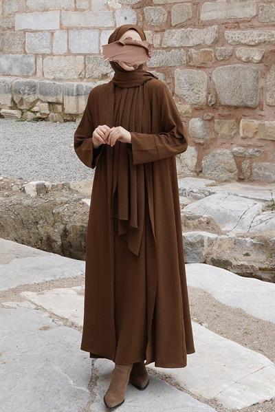 Ala Abaya Takım - Kahve