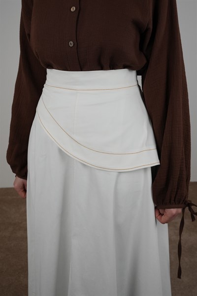 Anvelop Detaylı Etek - Beyaz