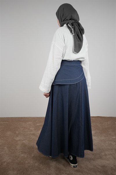 Anvelop Detaylı Etek - Lacivert