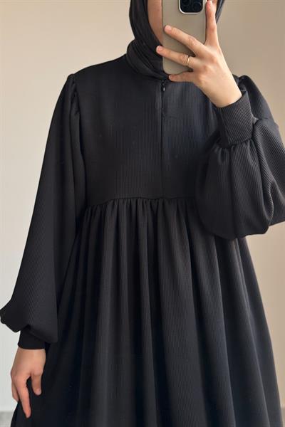 Asya Robalı Elbise - Siyah