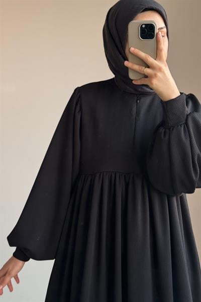 Asya Robalı Elbise - Siyah