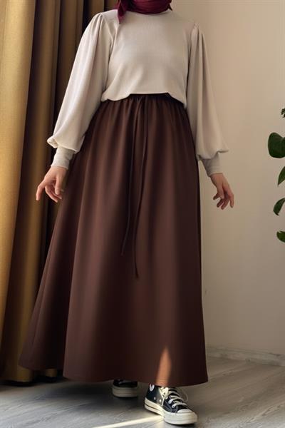 Bağcıklı Rahat Etek - Kahve