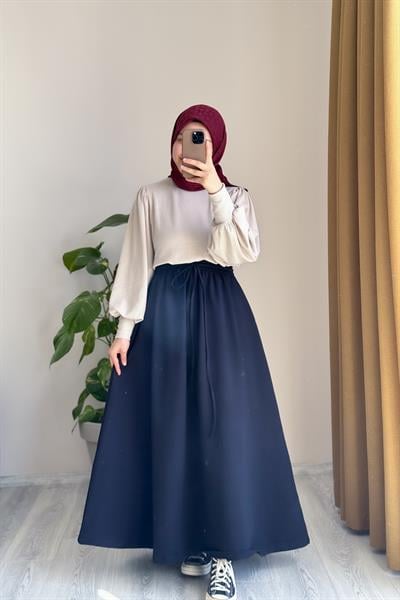 Bağcıklı Rahat Etek - Lacivert
