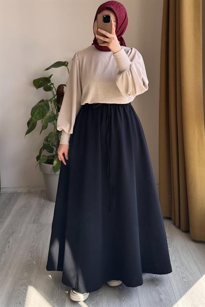 Bağcıklı Rahat Etek - Siyah