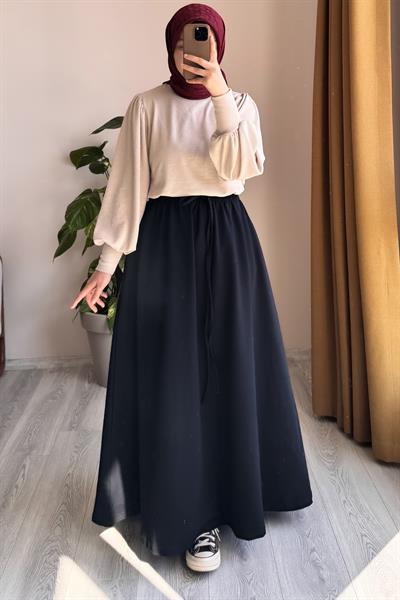 Bağcıklı Rahat Etek - Siyah