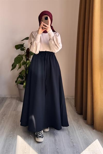 Bağcıklı Rahat Etek - Siyah