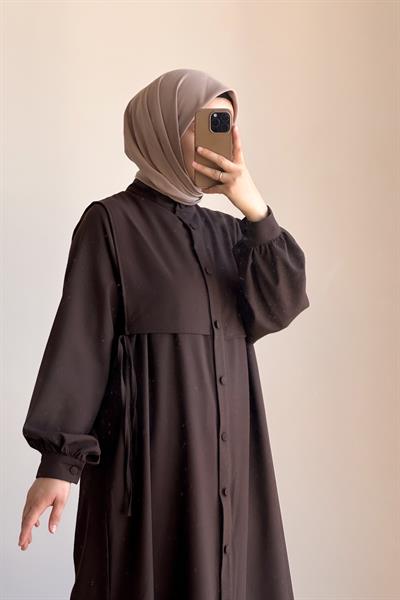 Bağlama Detaylı Pantolonlu Takım - Acı kahve