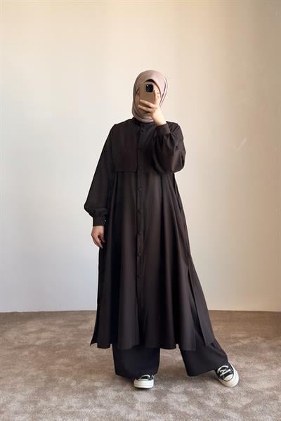 Bağlama Detaylı Pantolonlu Takım - Acı kahve