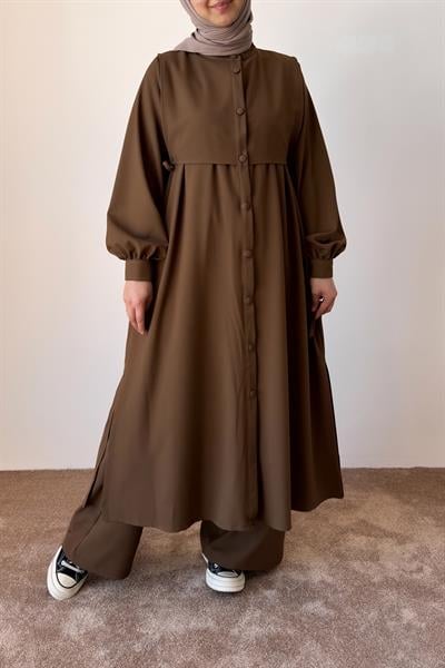 Bağlama Detaylı Pantolonlu Takım - Camel