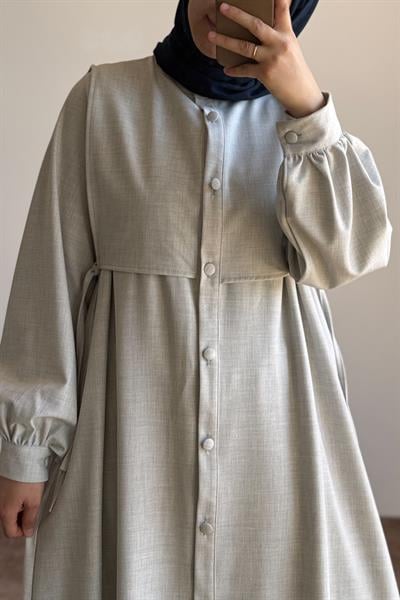 Bağlama Detaylı Pantolonlu Takım - Gri