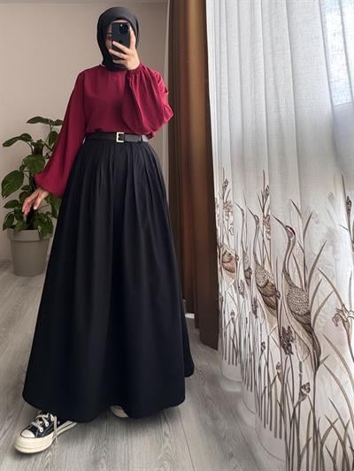 Balon Kol Gömlek - Bordo