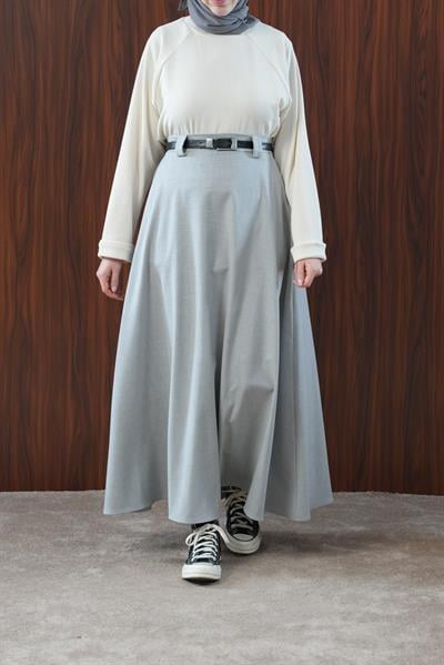 Basic Kloş Etek - Gri