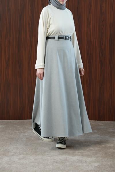 Basic Kloş Etek - Gri