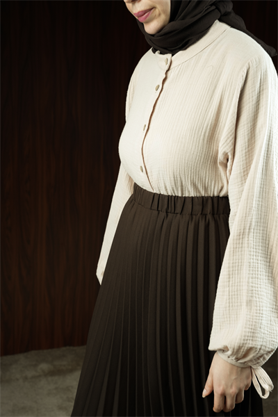 Basic Pileli Etek - Acı kahve