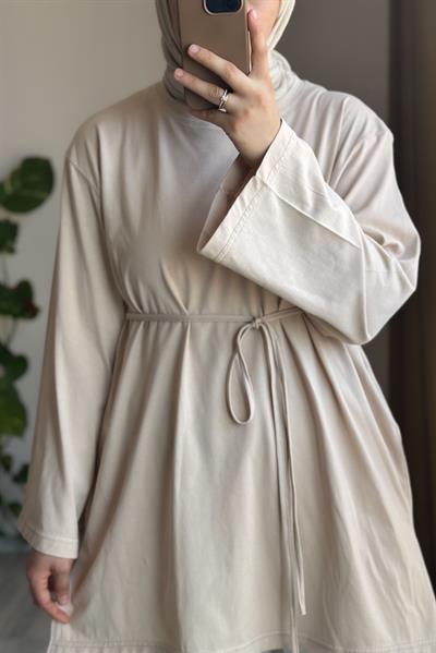 Basic Uzun Tişört - Bej