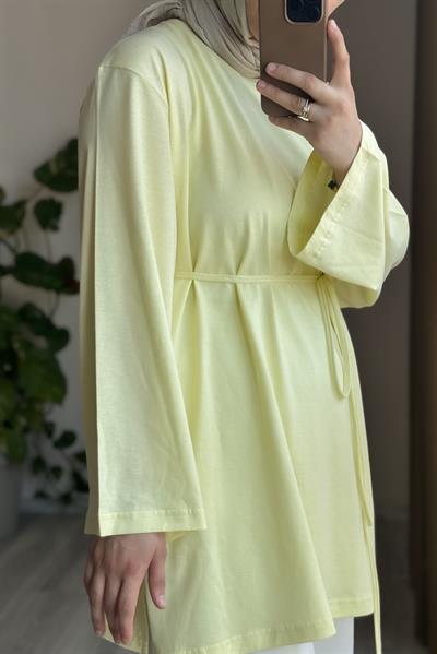 Basic Uzun Tişört - Limon sarı