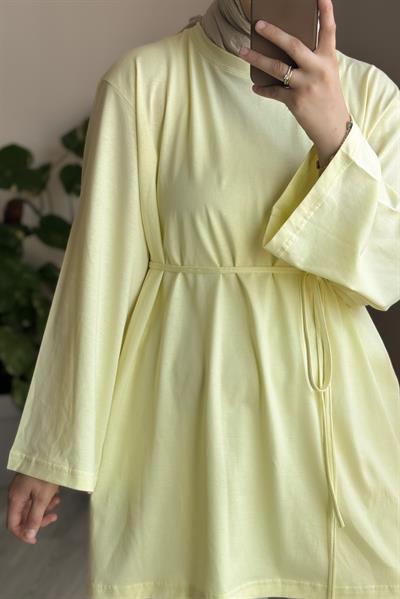 Basic Uzun Tişört - Limon sarı