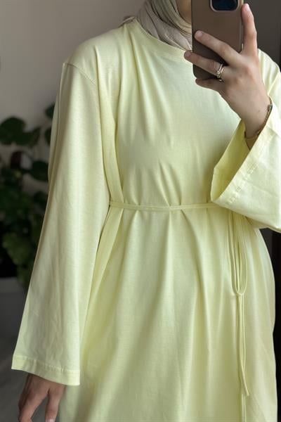 Basic Uzun Tişört - Limon sarı