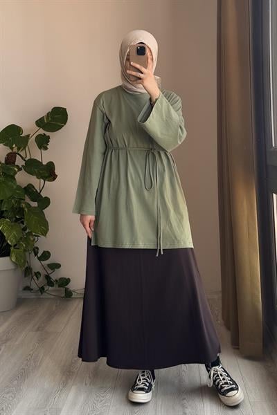 Basic Uzun Tişört - Çağla yeşil