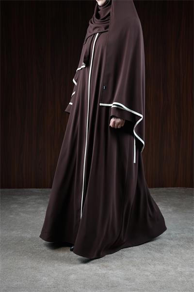 Biye Detaylı Ferace - Acı kahve/ Ekru