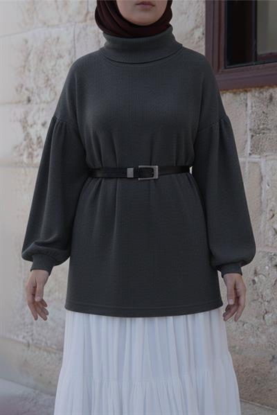 Boğazlı Triko Kazak - Antrasit