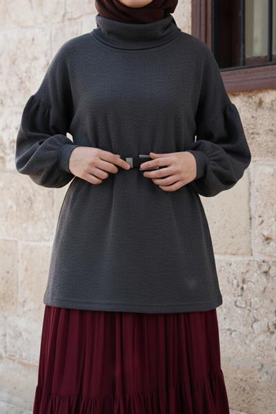 Boğazlı Triko Kazak - Antrasit