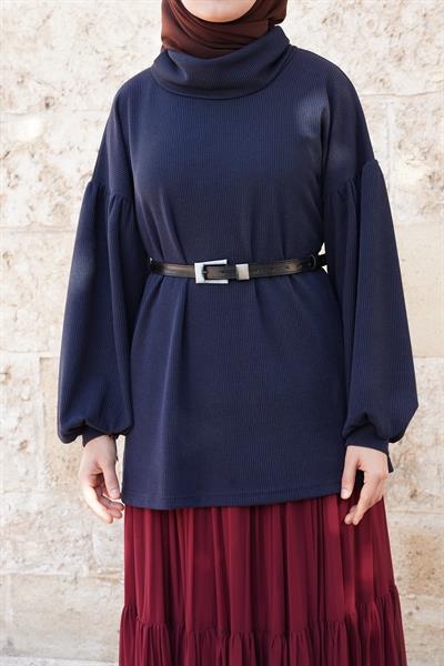 Boğazlı Triko Kazak - Lacivert