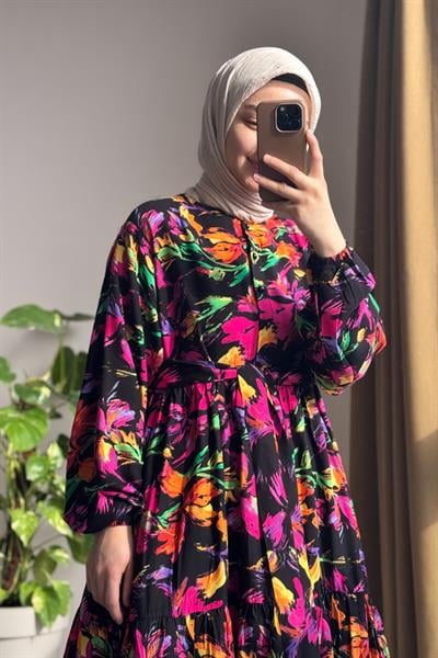 Çiçek Bahçesi Elbise - 0018