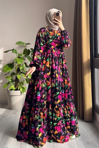 Çiçek Bahçesi Elbise - 0018