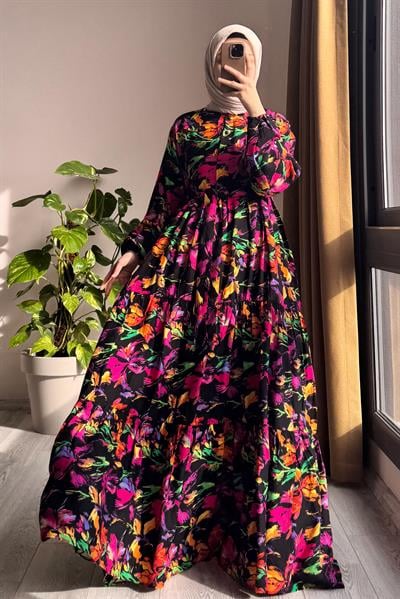 Çiçek Bahçesi Elbise - 0018