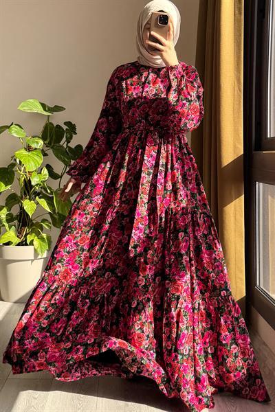 Çiçek Bahçesi Elbise - 0019