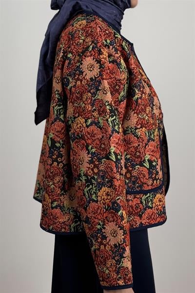 Çiçek Dokuma Ceket - Desenli