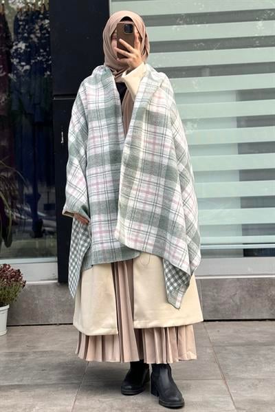 Kışlık Omuz Şalı - Mint yeşil